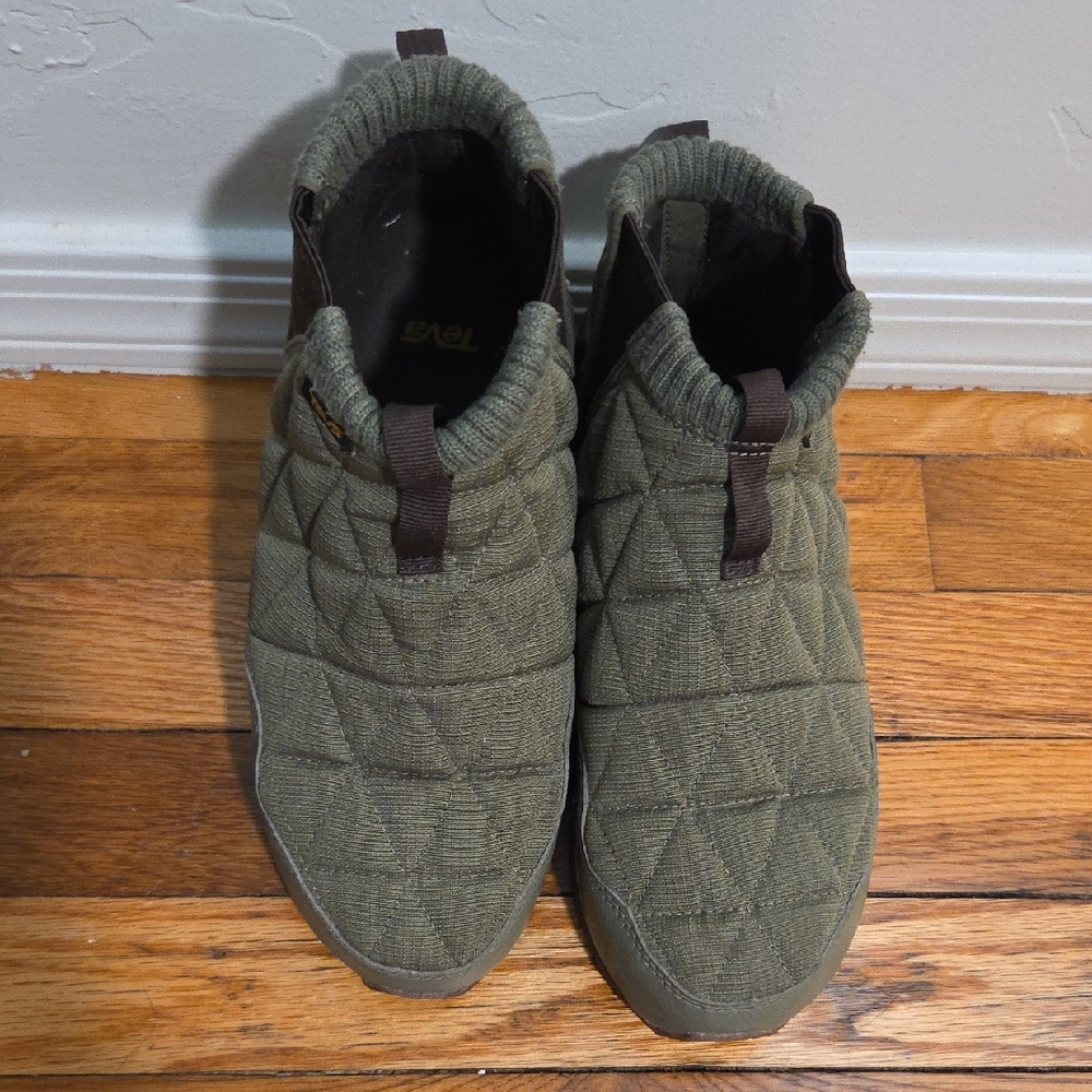 Teva Olive Green Quilted Slip-On Bootie Slippers - Picture 2 of 9